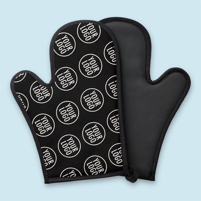 Black Silicone Oven Mitt Custom Logo Printed (MISOOK Black Oven Mitt with Logo Pattern)
