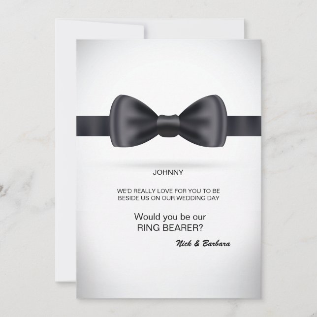 Black Silk Bow Tie Groomsman Request Invitation (Front)