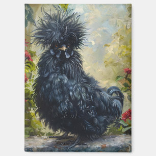 Black Silkie Chicken Painting Magnet