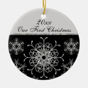 Black, Silver 1st Christmas Keepsake Ornament