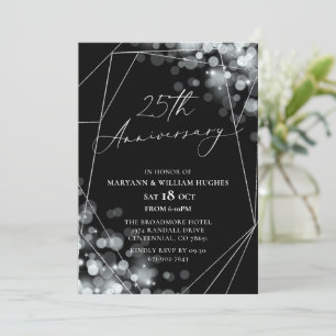 Black & Silver 25th Wedding Anniversary Invitation