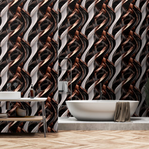 Black, Silver and Copper Abstract 3D Effect Wallpaper