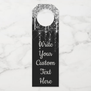 Black Silver Anniversary Party Birthday Gift Wine Bottle Tag