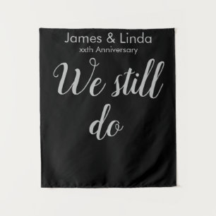 Black & Silver Anniversary Photo Booth Backdrop 25 Tapestry