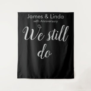 Black & Silver Anniversary Photo Booth Backdrop 25 Tapestry