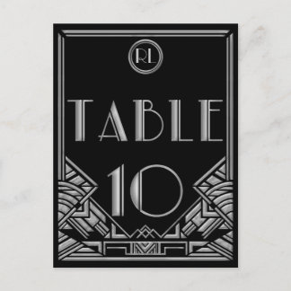 Black Silver Art Deco Gatsby Style Table Number 10 Postcard
