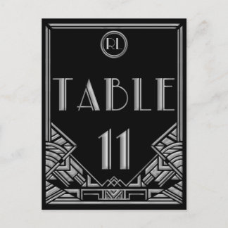 Black Silver Art Deco Gatsby Style Table Number 11 Postcard