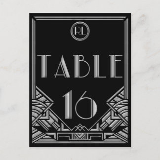 Black Silver Art Deco Gatsby Style Table Number 16 Postcard