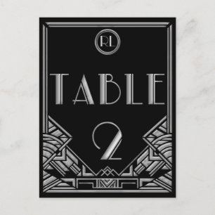Black Silver Art Deco Gatsby Style Table Number 2 Postcard