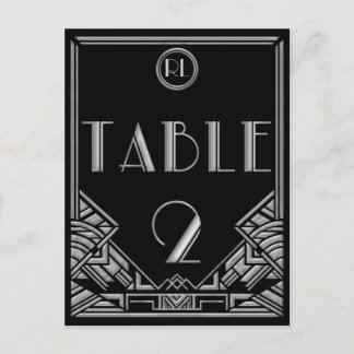 Black Silver Art Deco Gatsby Style Table Number 2 Postcard