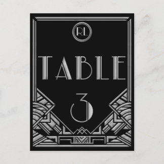 Black Silver Art Deco Gatsby Style Table Number 3 Postcard