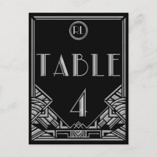 Black Silver Art Deco Gatsby Style Table Number 4 Postcard