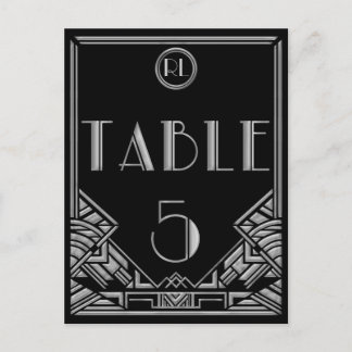 Black Silver Art Deco Gatsby Style Table Number 5 Postcard