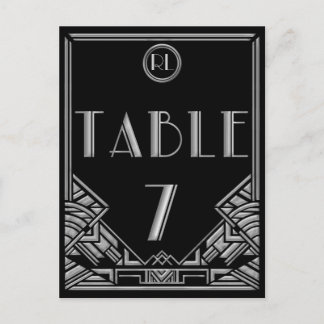 Black Silver Art Deco Gatsby Style Table Number 7 Postcard