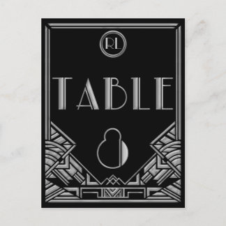 Black Silver Art Deco Gatsby Style Table Number 8 Postcard