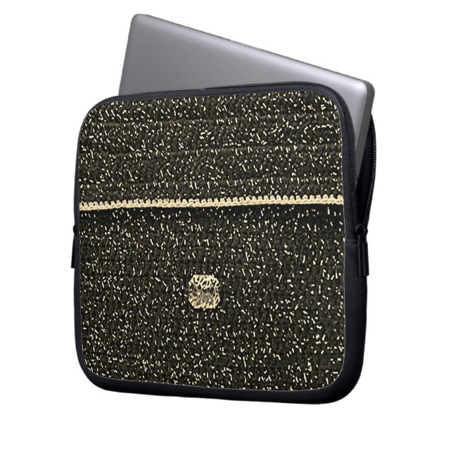 Black Silver Artisan Crochet Print Electronics Bag (Front Left)