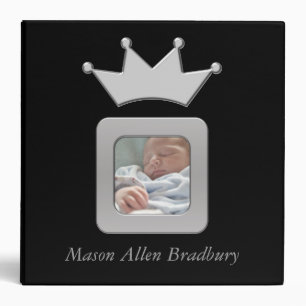 Black & Silver Baby Boy Prince Crown Photo Album Binder