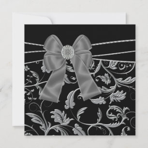 Black Silver Black All Occasion Party Invitations