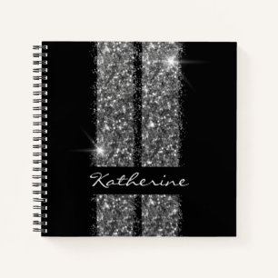 Black Silver Car Racing Enthusiast Personalized Notebook