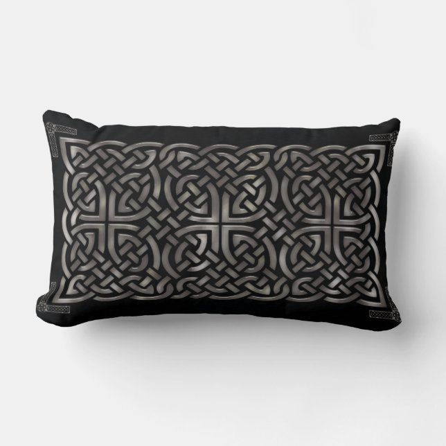 Black & Silver Celtic DECOR Lumbar Pillow (Front)