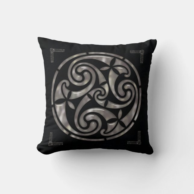 Black & Silver Celtic DECOR Throw Pillow (Front)