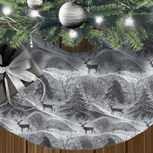 Black Silver Christmas Pattern#13 ID1009 Brushed Polyester Tree Skirt (Creator Uploaded)