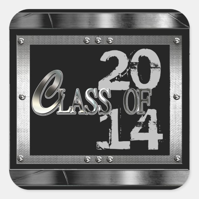 Black  & Silver Class Of 2014 Graduation Stickers (Front)