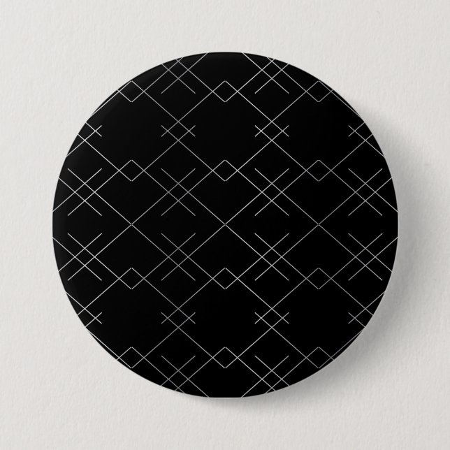 Black-silver, cool, elegant, simple modern pattern 3 inch round button (Front)