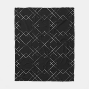 Black-silver, cool, elegant, simple modern pattern fleece blanket