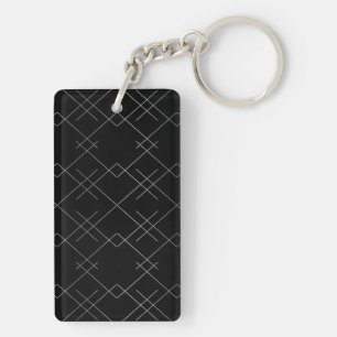 Black-silver, cool, elegant, simple modern pattern keychain