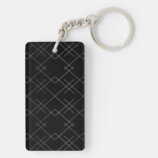 Black-silver, cool, elegant, simple modern pattern keychain (Back)
