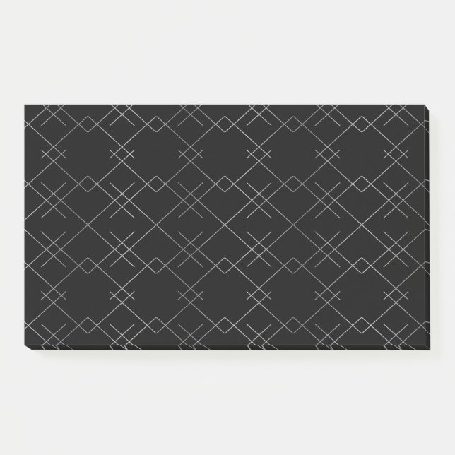 Black-silver, cool, elegant, simple modern pattern post-it notes (Front)