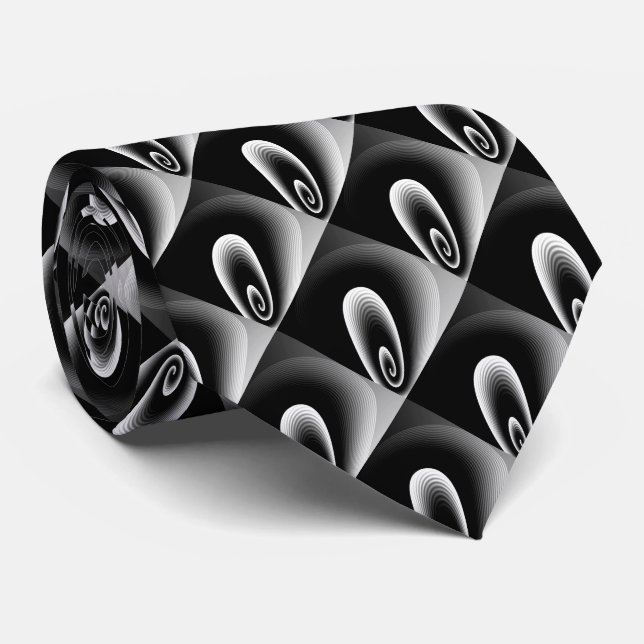Black Silver COOL Modern Pattern  Tie (Rolled)