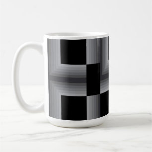 Black, silver ,cool, unique, trendy square shapes coffee mug