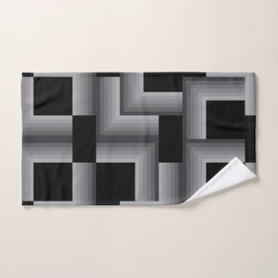 Black, silver ,cool, unique, trendy square shapes hand towel