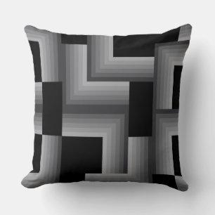Black, silver ,cool, unique, trendy square shapes throw pillow