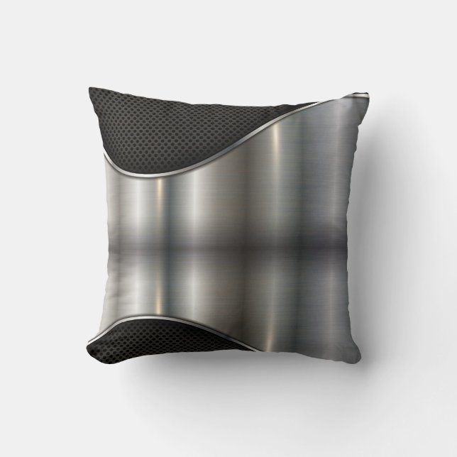 Black, Silver Design Throw Pillow (Front)