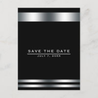 Black & Silver Elegant Engagement Save the Date