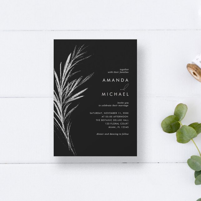 Black Silver Elegant Wedding Invitation (Créateur téléchargé)