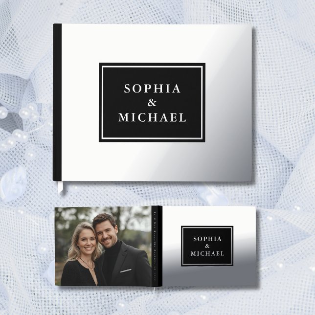 Black Silver Foil Guest Book Editable Elegant (Creator Uploaded)