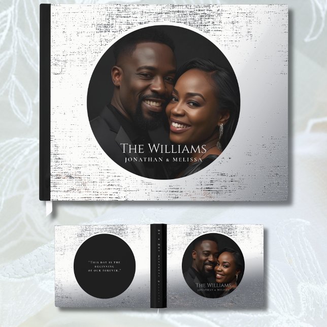 Black Silver Foil Guestbook Elegant Guest Books (Creator Uploaded)