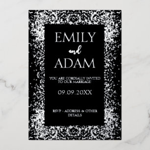 Black, silver foil invitation design