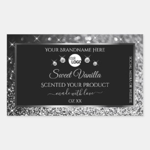 Black Silver Glitter Diamonds Product Labels Logo