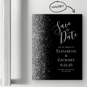 Black Silver Glitter Magnetic Save the Date