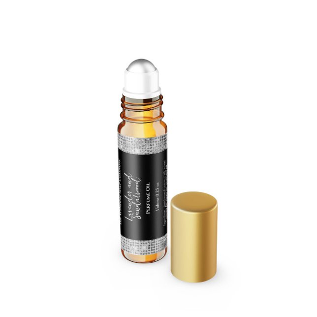 Black & Silver Glitter Perfume Roller Bottle label (Creator Uploaded)