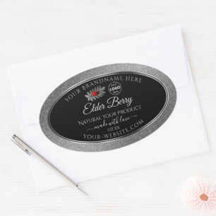 Black Silver Glitter Product Labels Ladybug Logo