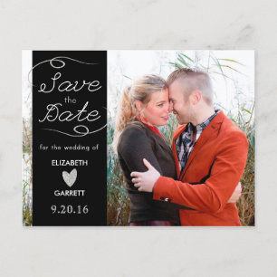 Black / Silver Glitter Save the Date Postcard
