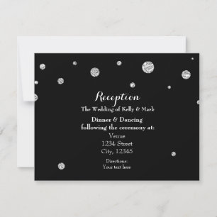 Black & Silver Glitter Wedding Reception Card