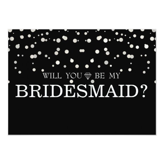 Black Silver Glitter Will You Be My Bridesmaid Card