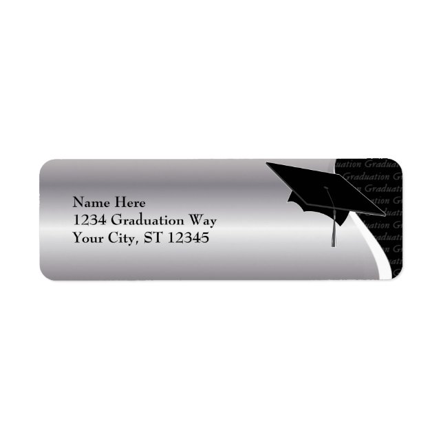 Black & Silver Graduation Address Label (Front)